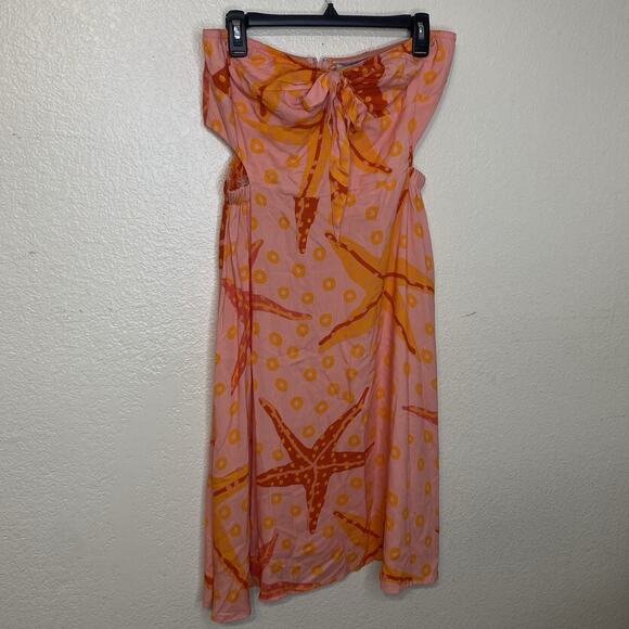 Farm Rio Under The Sea Bow Tie Cover Up Dress Starfish Cut Out Size M - Picture 3 of 8